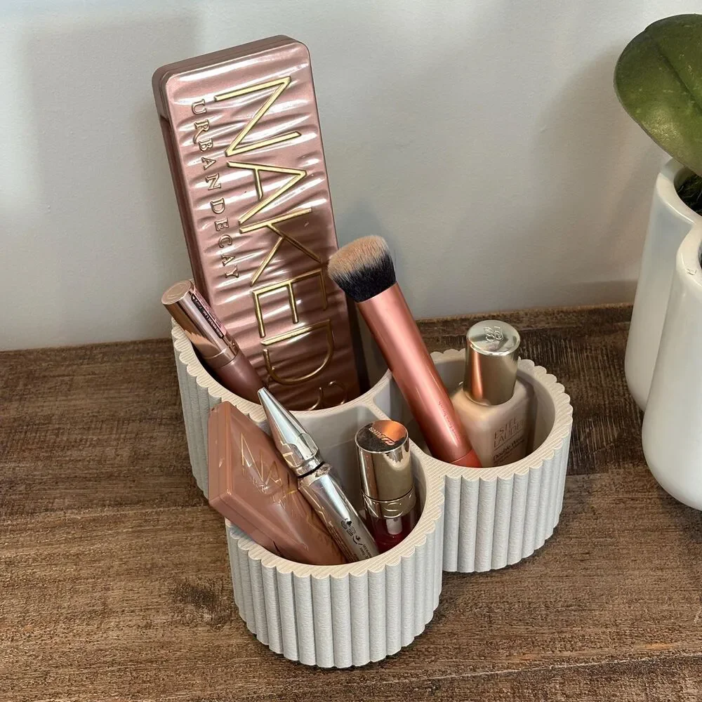 Vanity Organizer, 3 Compartment Makeup and Skincare Holder, Bathroom Countertop
